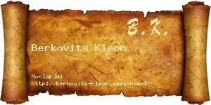 Berkovits Kleon névjegykártya